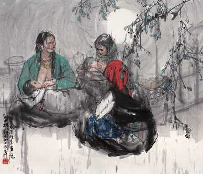 史国良 母与子 镜心